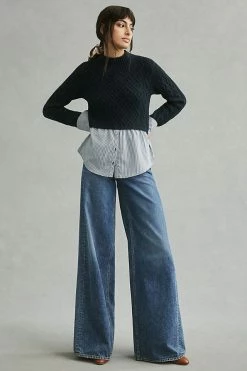 New ???? Maeve Cable-Knit Layered Sweater NAVY ???? 5 New ???? Maeve Cable-Knit Layered Sweater NAVY ???? -PAIGE-shop unnamed file 3524