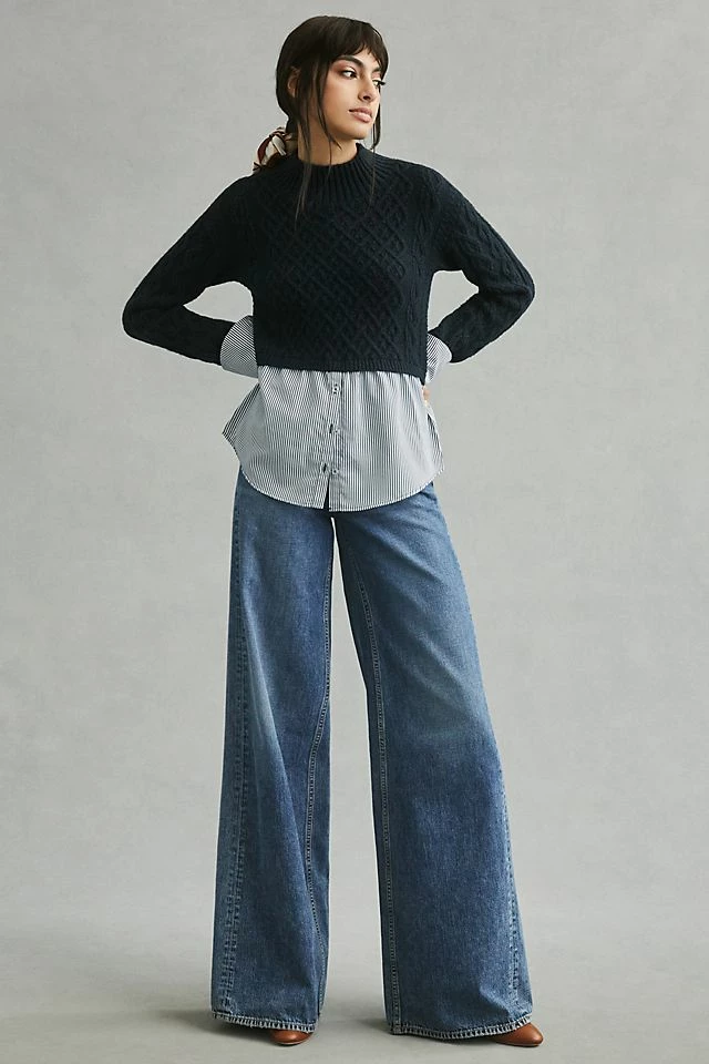 Maeve Cable-Knit Layered Sweater New ???? Maeve Cable-Knit Layered Sweater NAVY ???? -PAIGE-shop unnamed file 3524