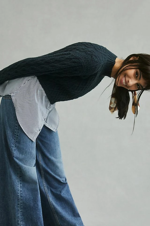 Maeve Cable-Knit Layered Sweater New ???? Maeve Cable-Knit Layered Sweater NAVY ???? -PAIGE-shop unnamed file 3525