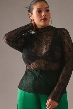 Cheap ❤️ By Anthropologie Lace Layering Turtleneck BLACK ???? -PAIGE-shop unnamed file 3566