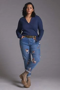 Discount ✔️ Maeve Split-Neck Top NAVY ???? -PAIGE-shop unnamed file 3590