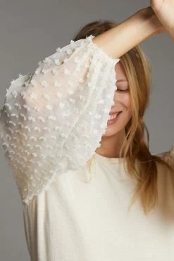 New ???? Maeve Textured-Sleeve Top IVORY ???? 3 New ???? Maeve Textured-Sleeve Top IVORY ???? -PAIGE-shop unnamed file 3621