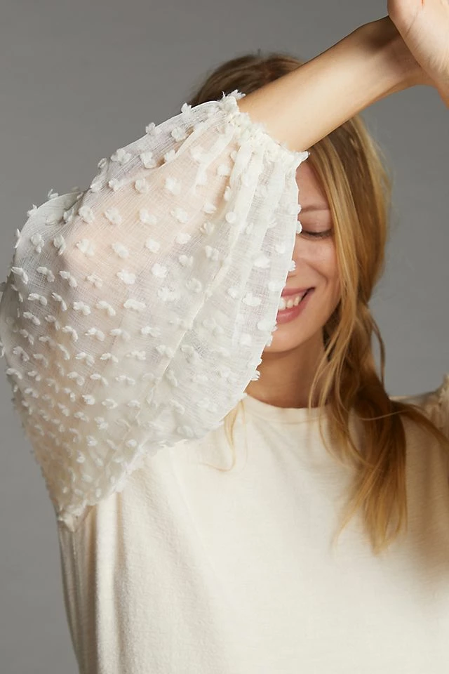 Maeve Textured-Sleeve Top New ???? Maeve Textured-Sleeve Top IVORY ???? -PAIGE-shop unnamed file 3621