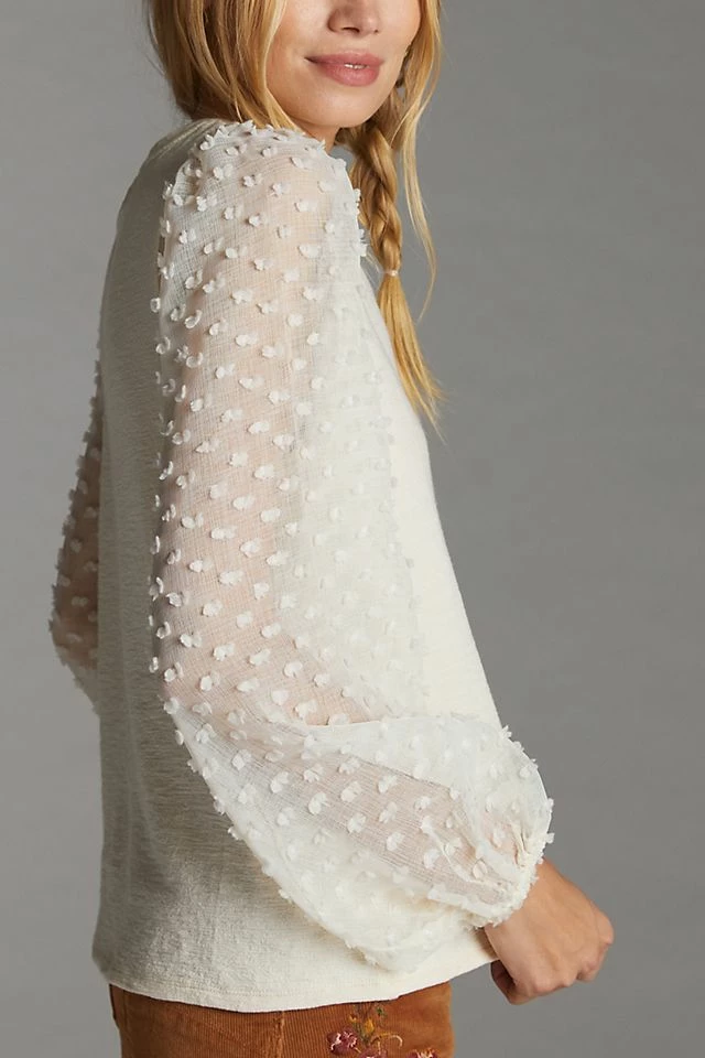 Maeve Textured-Sleeve Top New ???? Maeve Textured-Sleeve Top IVORY ???? -PAIGE-shop unnamed file 3622