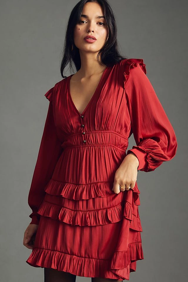 By Anthropologie Tiered Ruffled Mini Dress Coupon ???? By Anthropologie Tiered Ruffled Mini ???? Dress RED ✔️ -PAIGE-shop unnamed file 3626
