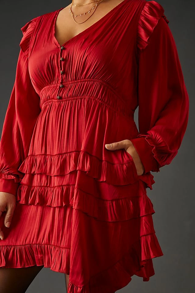 By Anthropologie Tiered Ruffled Mini Dress Coupon ???? By Anthropologie Tiered Ruffled Mini ???? Dress RED ✔️ -PAIGE-shop unnamed file 3631