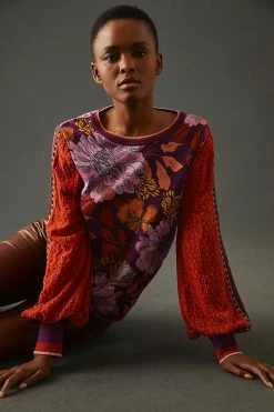 Hot Sale ???? Bl-nk Contrast Eyelet Pullover PURPLE MOTIF ???? -PAIGE-shop unnamed file 3633