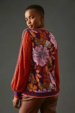 Hot Sale ???? Bl-nk Contrast Eyelet Pullover PURPLE MOTIF ???? -PAIGE-shop unnamed file 3634