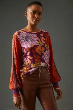 Hot Sale ???? Bl-nk Contrast Eyelet Pullover PURPLE MOTIF ???? -PAIGE-shop unnamed file 3635