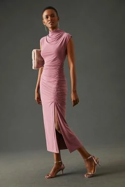 Best Sale ⌛ By Anthropologie Ruched Side-Slit ???? Dress RASPBERRY ????