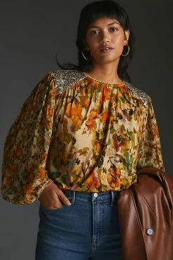 Deals ???? Bl-nk Sequin-Embellished Blouse NEUTRAL MOTIF ???? -PAIGE-shop unnamed file 3662