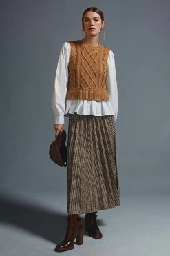 Budget ???? By Anthropologie Sweater Vest & Blouse Layered Top HONEY ???? -PAIGE-shop unnamed file 3671