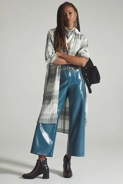 Outlet ???? Pilcro Longline Plaid Buttondown GREY ⌛ -PAIGE-shop unnamed file 3677