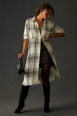 Outlet ???? Pilcro Longline Plaid Buttondown GREY ⌛ -PAIGE-shop unnamed file 3681