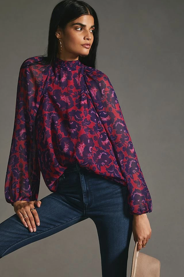 Maeve Sheer Tunic Blouse Coupon ⭐ Maeve Sheer Tunic Blouse RED MOTIF ???? -PAIGE-shop unnamed file 3707