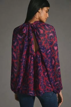 Coupon ⭐ Maeve Sheer Tunic Blouse RED MOTIF ???? 3 Coupon ⭐ Maeve Sheer Tunic Blouse RED MOTIF ???? -PAIGE-shop unnamed file 3708