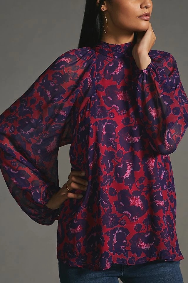 Maeve Sheer Tunic Blouse Coupon ⭐ Maeve Sheer Tunic Blouse RED MOTIF ???? -PAIGE-shop unnamed file 3709