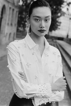 Top 10 ???? Maeve Pearl-Embellished ???? Shirt WHITE ???? -PAIGE-shop unnamed file 3738