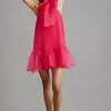 Discount 🔥 Maeve Organza Bow-Neck Mini 👗 Dress PINK 🔥 -PAIGE-shop unnamed file 3759