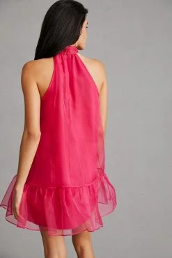 Discount ???? Maeve Organza Bow-Neck Mini ???? Dress PINK ???? -PAIGE-shop unnamed file 3760