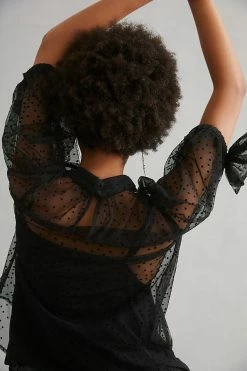 Hot Sale 👏 By Anthropologie Sheer Tulle Blouse BLACK 🤩 -PAIGE-shop unnamed file 3775