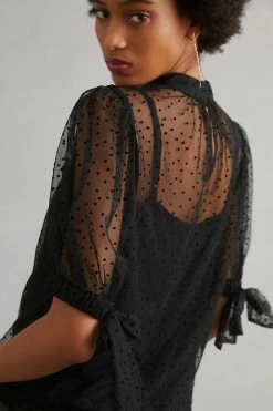 Hot Sale 👏 By Anthropologie Sheer Tulle Blouse BLACK 🤩 -PAIGE-shop unnamed file 3777