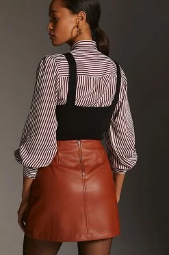Best Pirce ???? Maeve Faux Leather A-Line Mini ???? Skirt CEDAR ???? -PAIGE-shop unnamed file 3800
