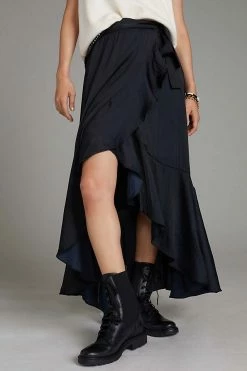 Best Sale ???? Maeve Ruffled Wrap Maxi ???? Skirt BLACK ???? -PAIGE-shop unnamed file 3835