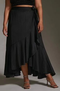 Best Sale ???? Maeve Ruffled Wrap Maxi ???? Skirt BLACK ???? -PAIGE-shop unnamed file 3839