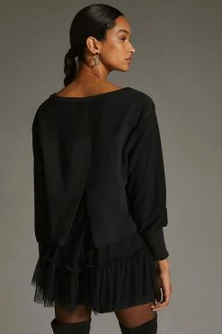 Promo ✨ By Anthropologie Tulle Sweatshirt BLACK ???? -PAIGE-shop unnamed file 3854