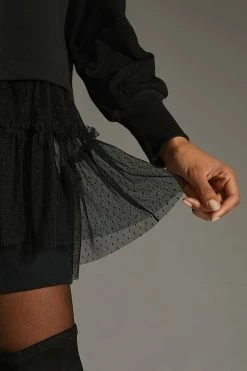Promo ✨ By Anthropologie Tulle Sweatshirt BLACK ???? -PAIGE-shop unnamed file 3856