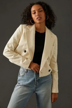 Wholesale 🛒 Maeve Cropped Double-Breasted Jacket WHITE 🎉