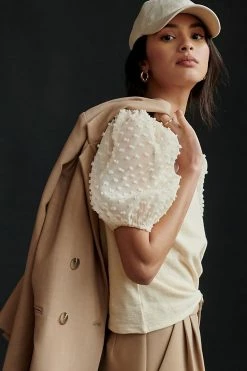 Promo ???? Maeve Woven Puff-Sleeve Top IVORY ????