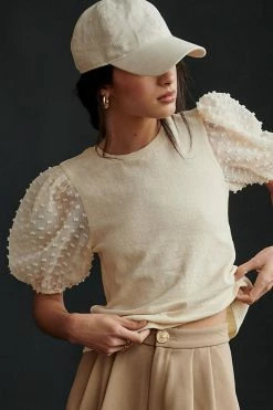 Promo ???? Maeve Woven Puff-Sleeve Top IVORY ???? -PAIGE-shop unnamed file 3937