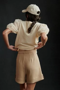 Promo ???? Maeve Woven Puff-Sleeve Top IVORY ???? -PAIGE-shop unnamed file 3938