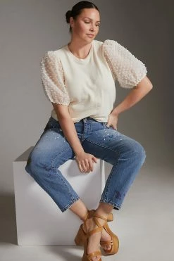 Promo ???? Maeve Woven Puff-Sleeve Top IVORY ???? -PAIGE-shop unnamed file 3939