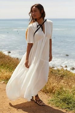 Top 10 🤩 By Anthropologie Flowy Maxi 👗 Dress IVORY ⌛