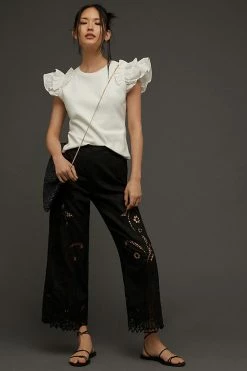 Outlet ❤️ By Anthropologie Woven Ruffle Top WHITE ???? -PAIGE-shop unnamed file 4000