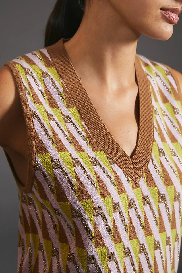 Maeve Vera Jacquard Sweater Vest Best Sale ???? Maeve Vera Jacquard Sweater Vest GREEN MOTIF ❤️ -PAIGE-shop unnamed file 4010