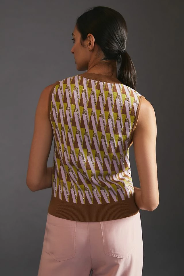 Maeve Vera Jacquard Sweater Vest Best Sale ???? Maeve Vera Jacquard Sweater Vest GREEN MOTIF ❤️ -PAIGE-shop unnamed file 4011