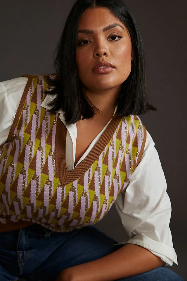 Maeve Vera Jacquard Sweater Vest Best Sale ???? Maeve Vera Jacquard Sweater Vest GREEN MOTIF ❤️ -PAIGE-shop unnamed file 4013