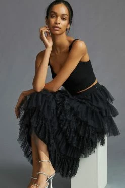 Flash Sale ???? By Anthropologie Ruffled Tulle Midi ???? Skirt BLACK ???? -PAIGE-shop unnamed file 4029