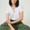 Hot Sale ???? Pilcro Spliced-Neck Tee WHITE ???? -PAIGE-shop unnamed file 4048