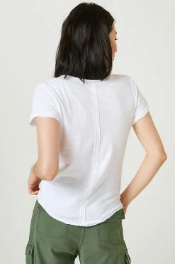 Hot Sale ???? Pilcro Spliced-Neck Tee WHITE ???? -PAIGE-shop unnamed file 4050