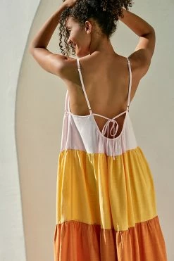 Best deal ???? By Anthropologie Colorblock Maxi ???? Dress ORANGE MOTIF ???? -PAIGE-shop unnamed file 4078