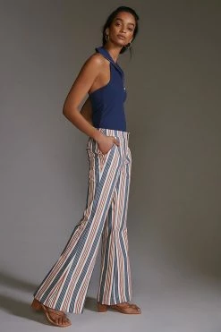 Budget ???? By Anthropologie Low-Rise Striped Flare Pants RED MOTIF ???? -PAIGE-shop unnamed file 4146
