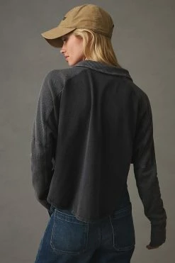 Best Pirce ✔️ Daily Practice By Anthropologie Saddlebrook Long-Sleeve Top BLACK ???? -PAIGE-shop unnamed file 427