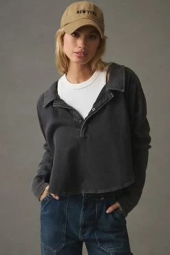 Best Pirce ✔️ Daily Practice By Anthropologie Saddlebrook Long-Sleeve Top BLACK ???? -PAIGE-shop unnamed file 428