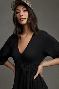 Cheapest ???? Sundry V-Neck Round Hem ???? Dress BLACK ???? -PAIGE-shop unnamed file 443