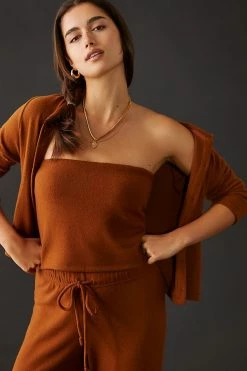 Hot Sale ⌛ Donni Sweater Tube Top BRONZE ????
